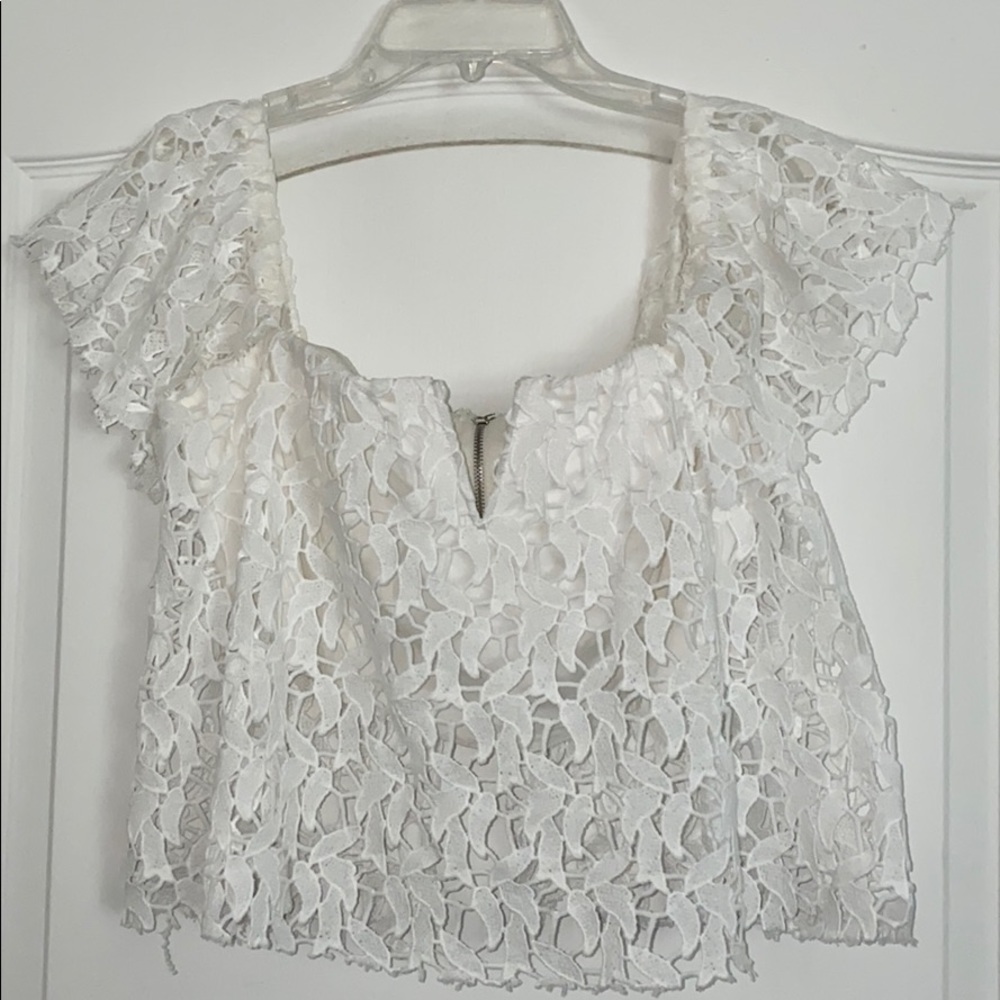 Mustard Seed white lace crop top